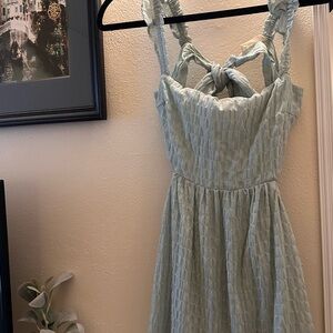 Altar'd State Blue Sundress with Sweetheart Neckline for Wedding Guest